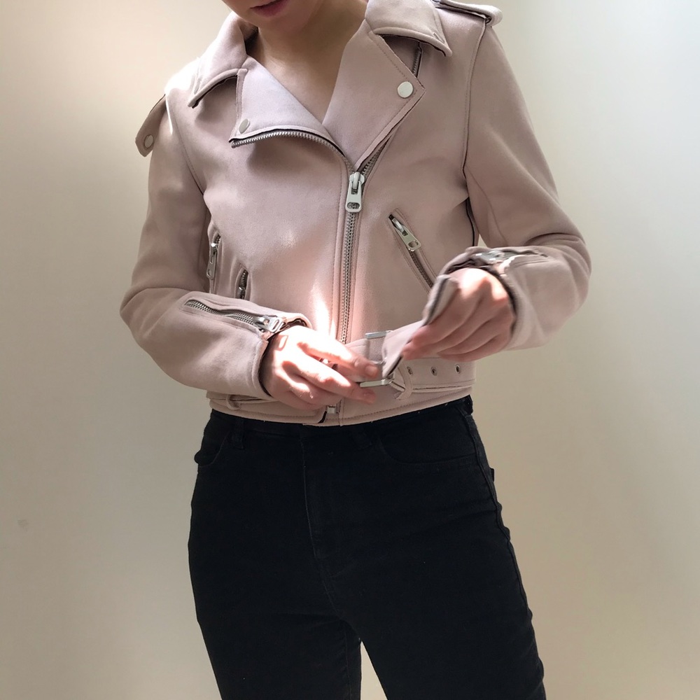 Zara pink suede moto jacket!